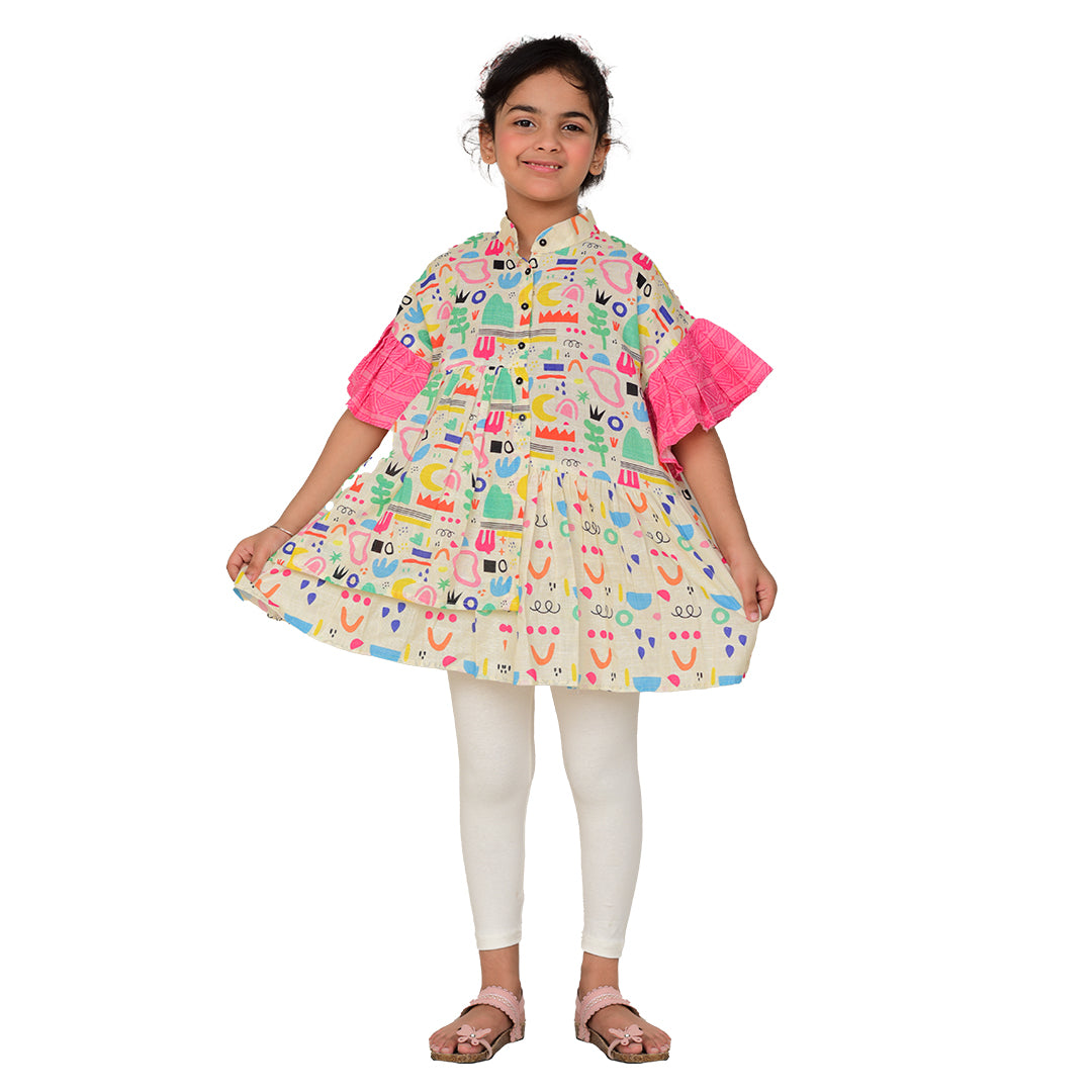 Digital Printed Khaddar White Doodles