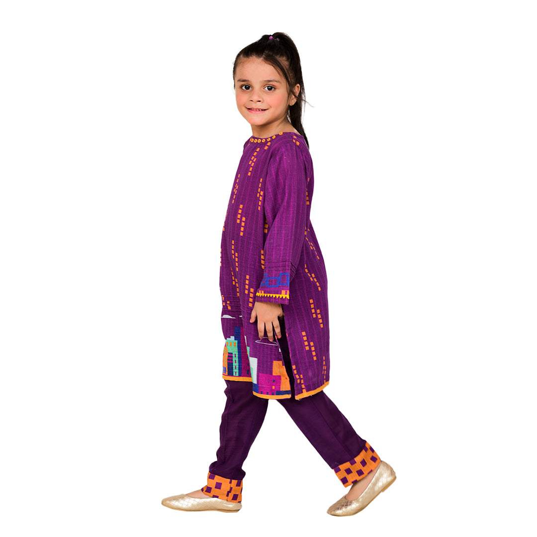 Digital Printed Khadder Magenta-Block 2pcs