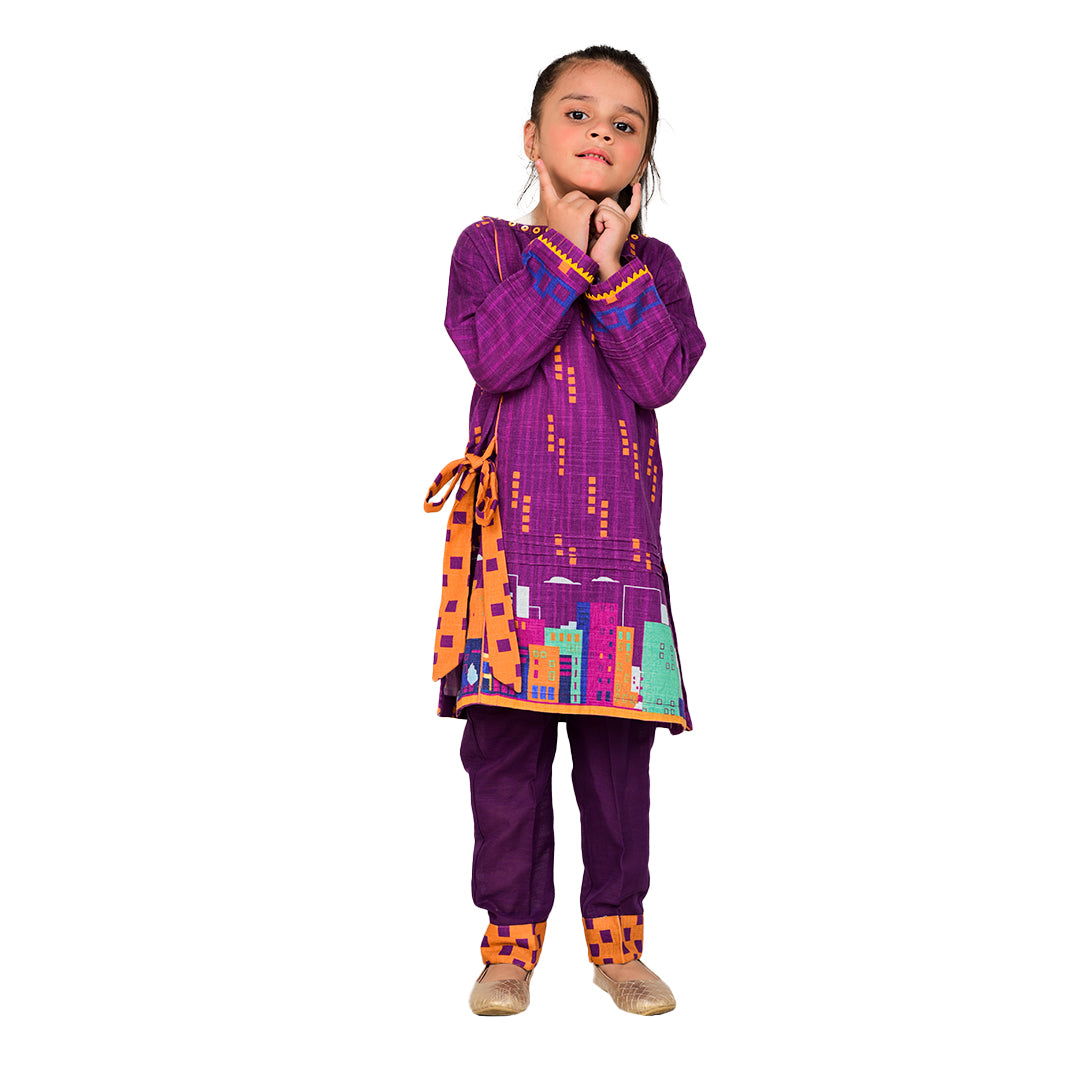 Digital Printed Khadder Magenta-Block 2pcs