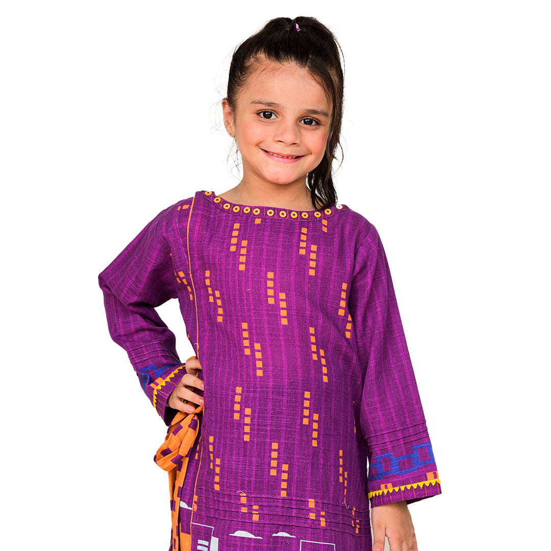 Digital Printed Khadder Magenta-Block 2pcs