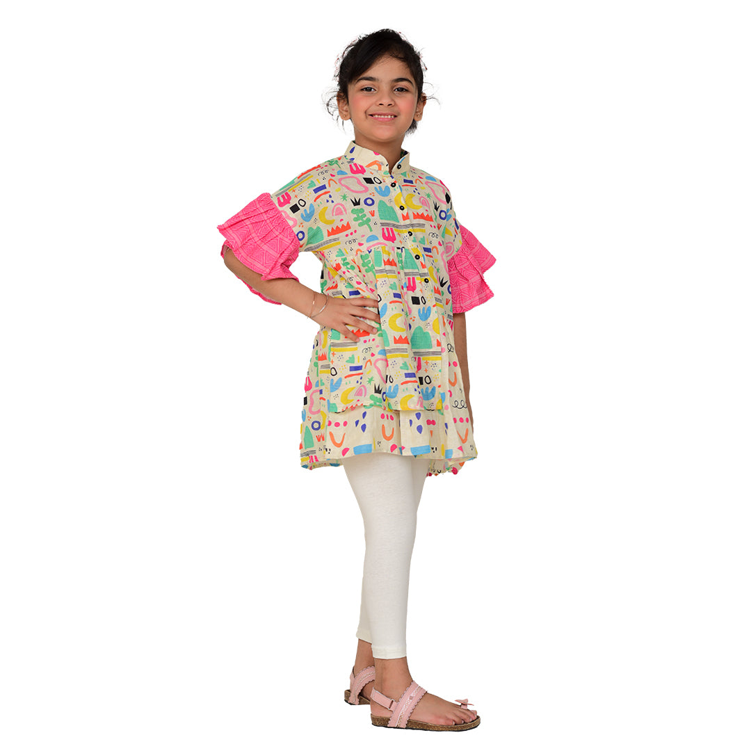 Digital Printed Khaddar White Doodles