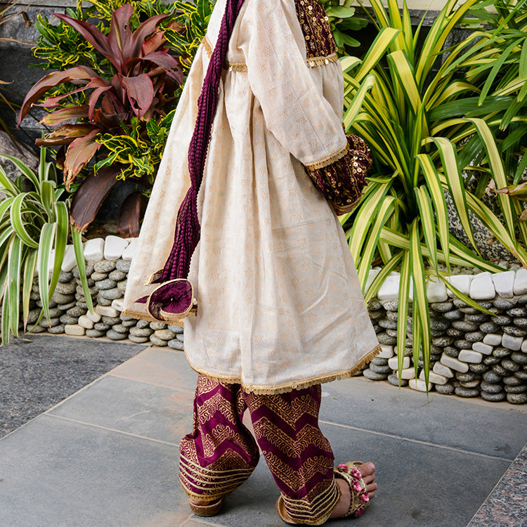 Beige Frock For Girls