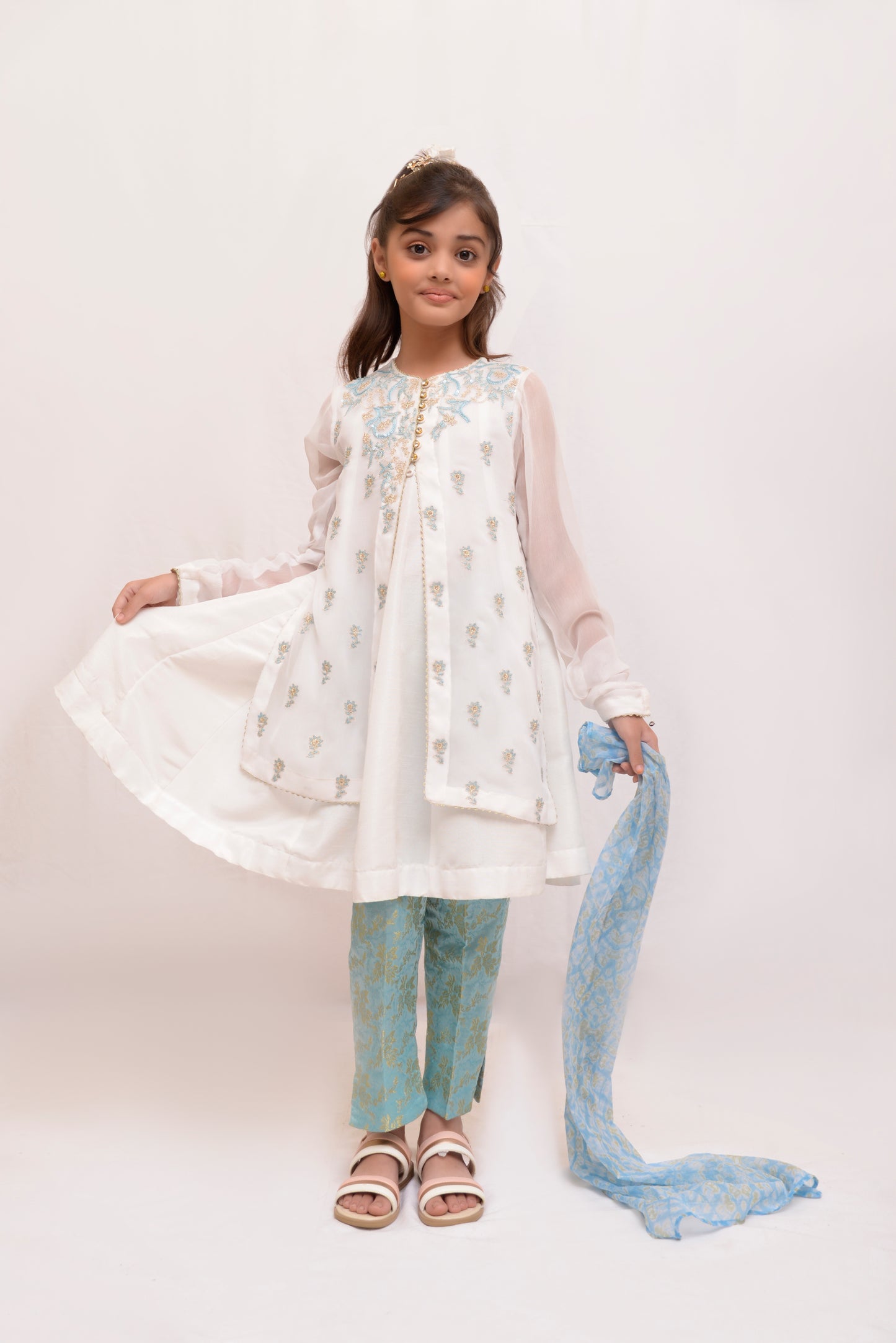 Embroidered Chiffon Jacquard Trouser