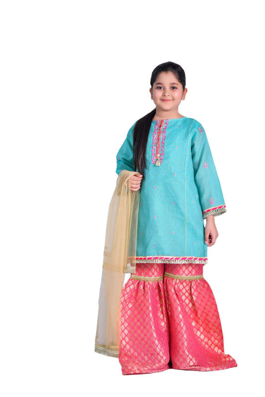 Blue Khaddi Emb. With Jamawar (FFG-032)