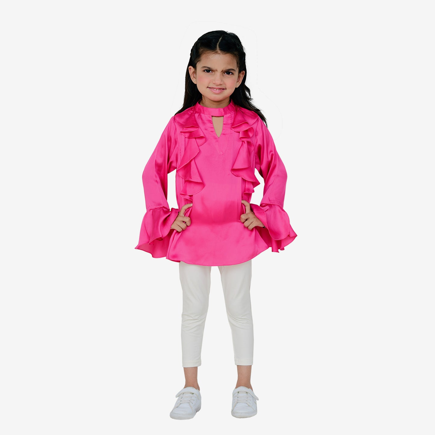 Silk pink westren top