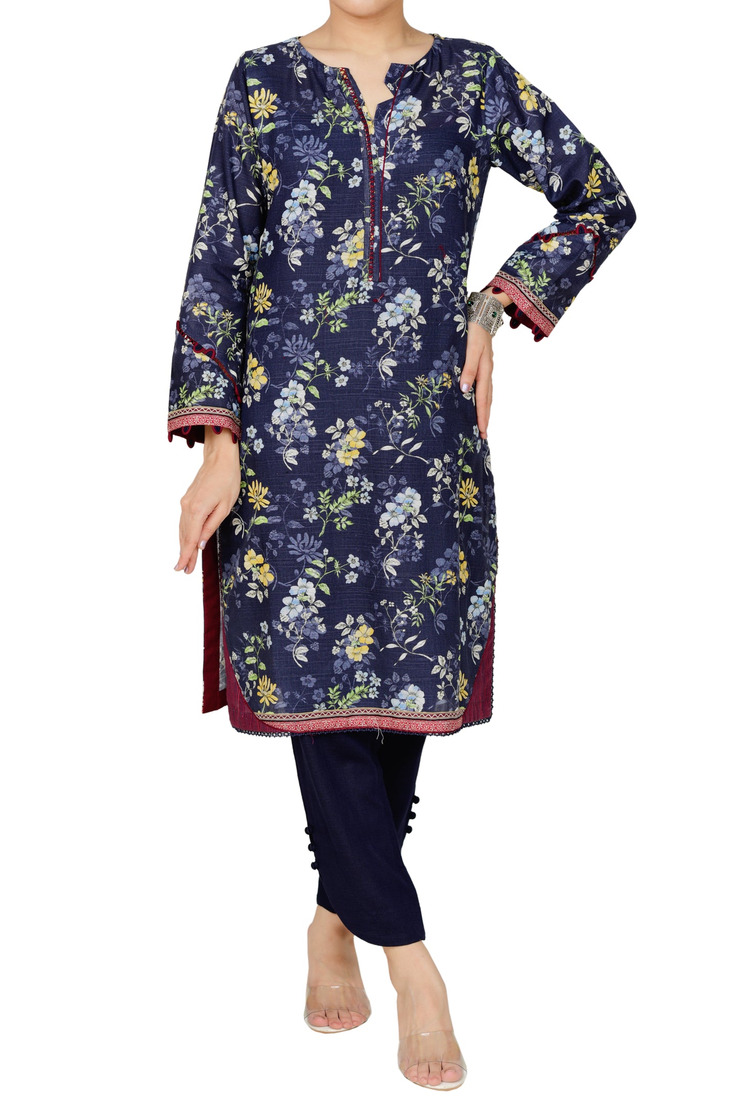 Digital Printed Khadder Navy-Blue 2pcs