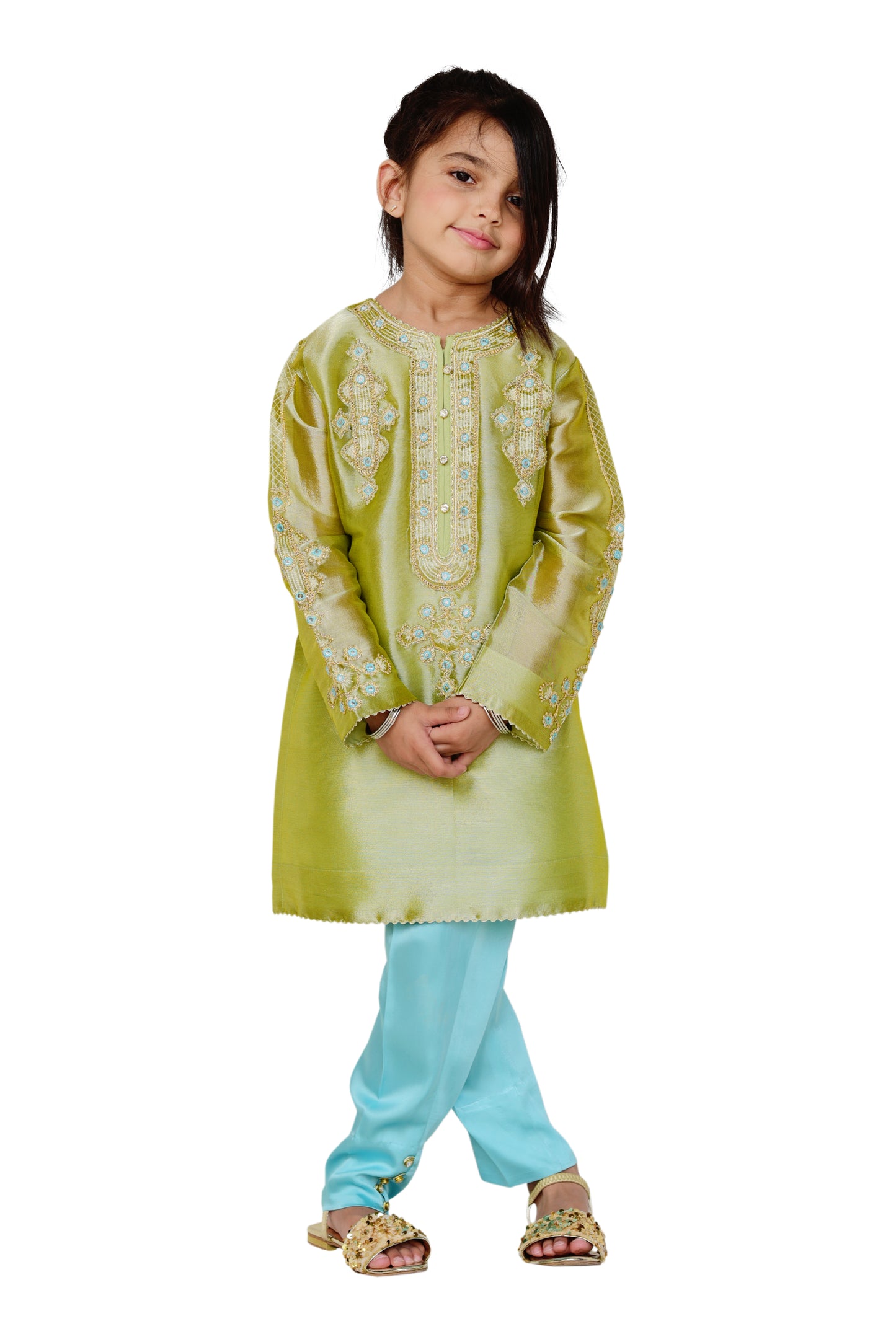 Lame' Shirt embroidered with dori work