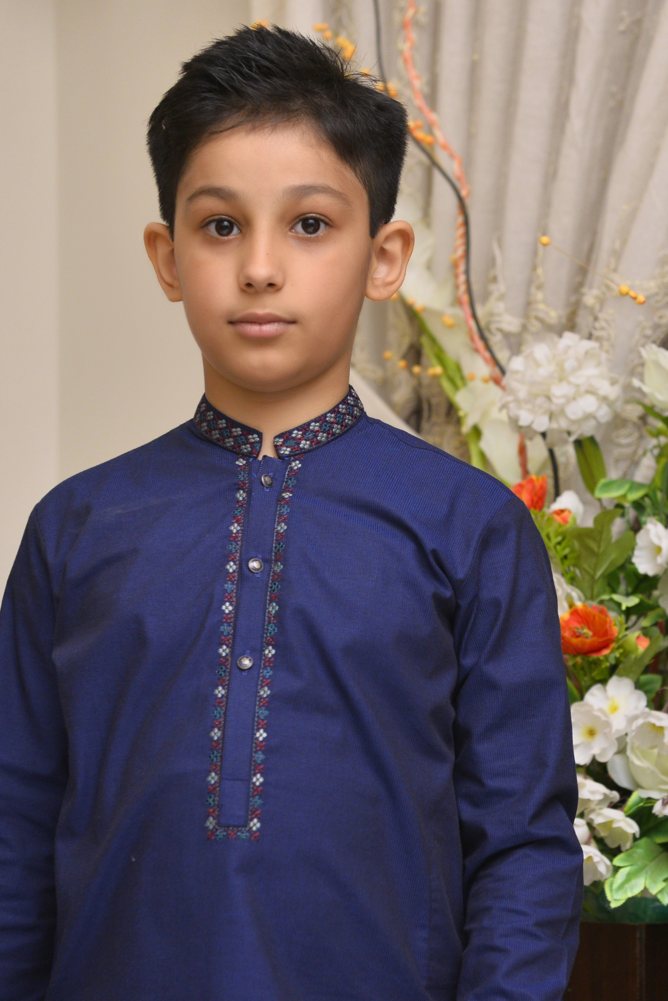 Navy Blue Embroidered Kurta (FKSB-005)