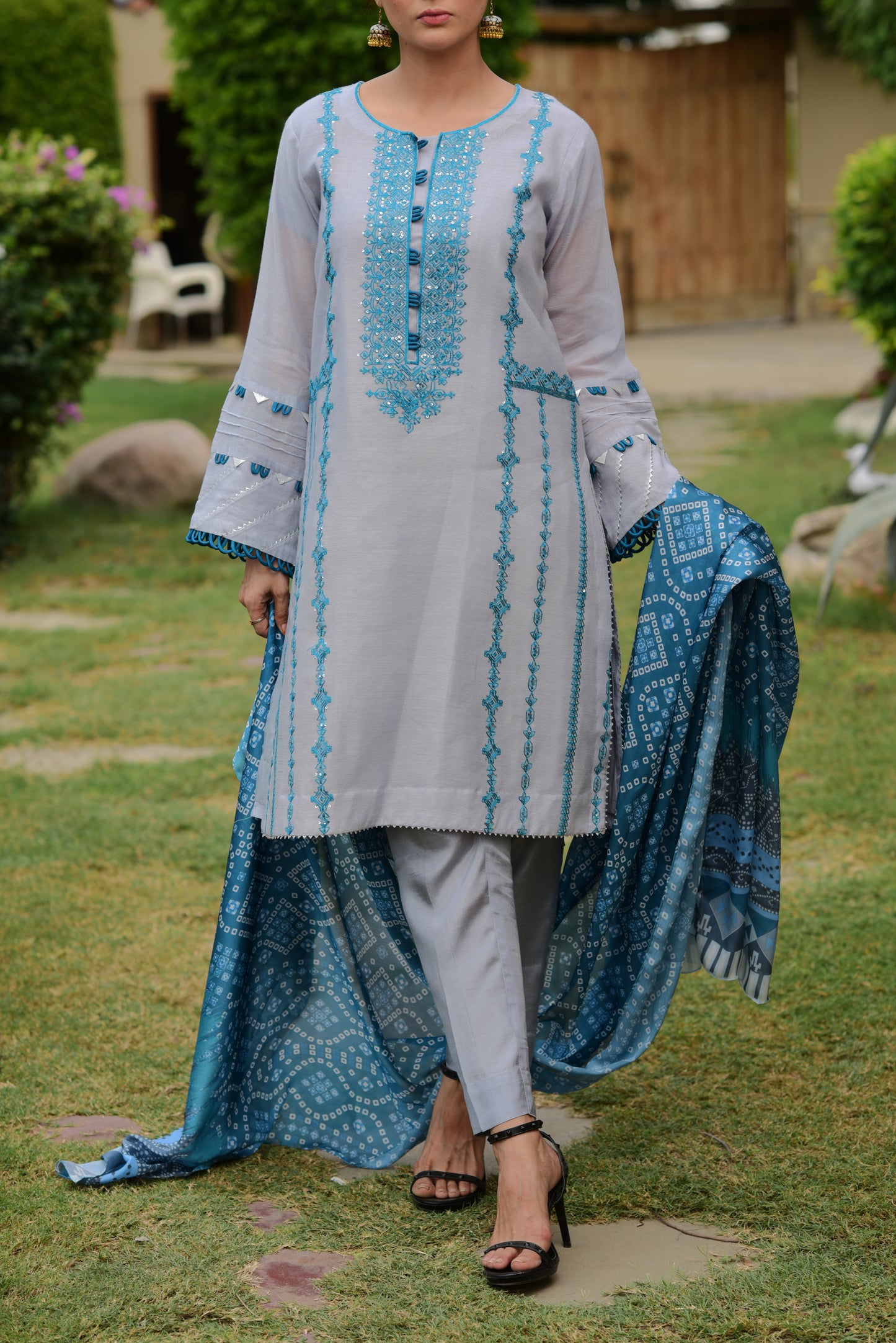 Embroidered Khaddi Net (WFF-005)
