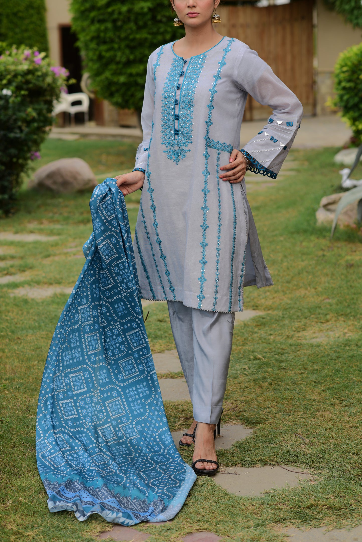 Embroidered Khaddi Net (WFF-005)