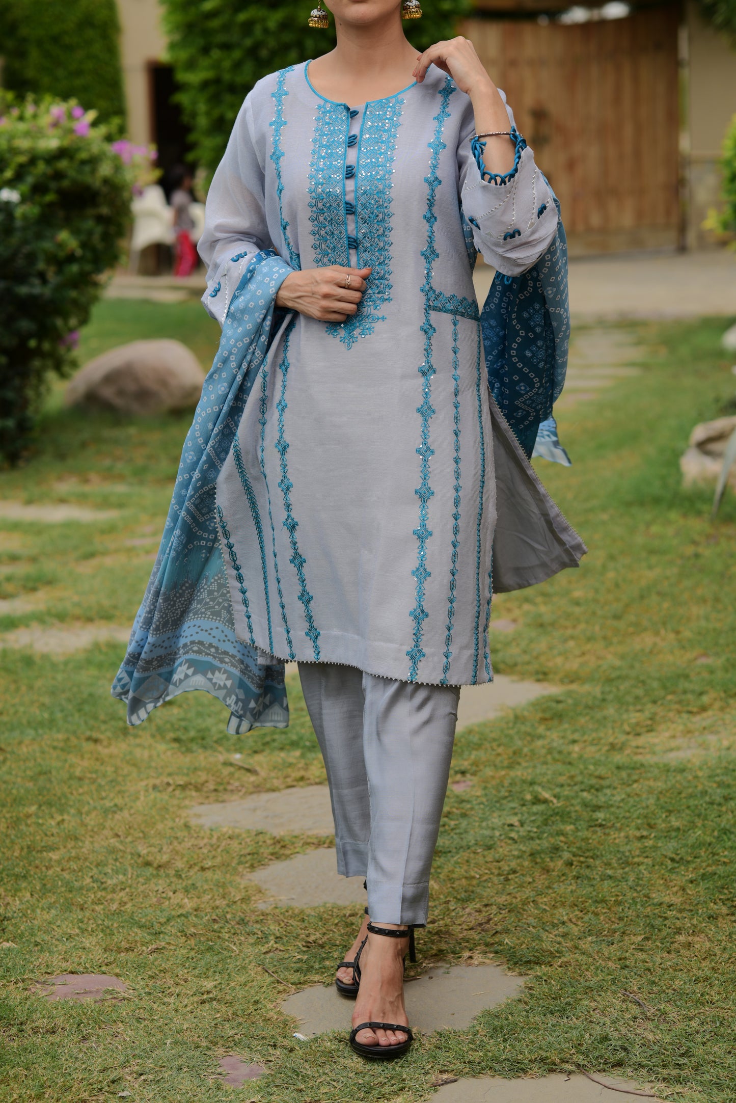 Embroidered Khaddi Net (WFF-005)