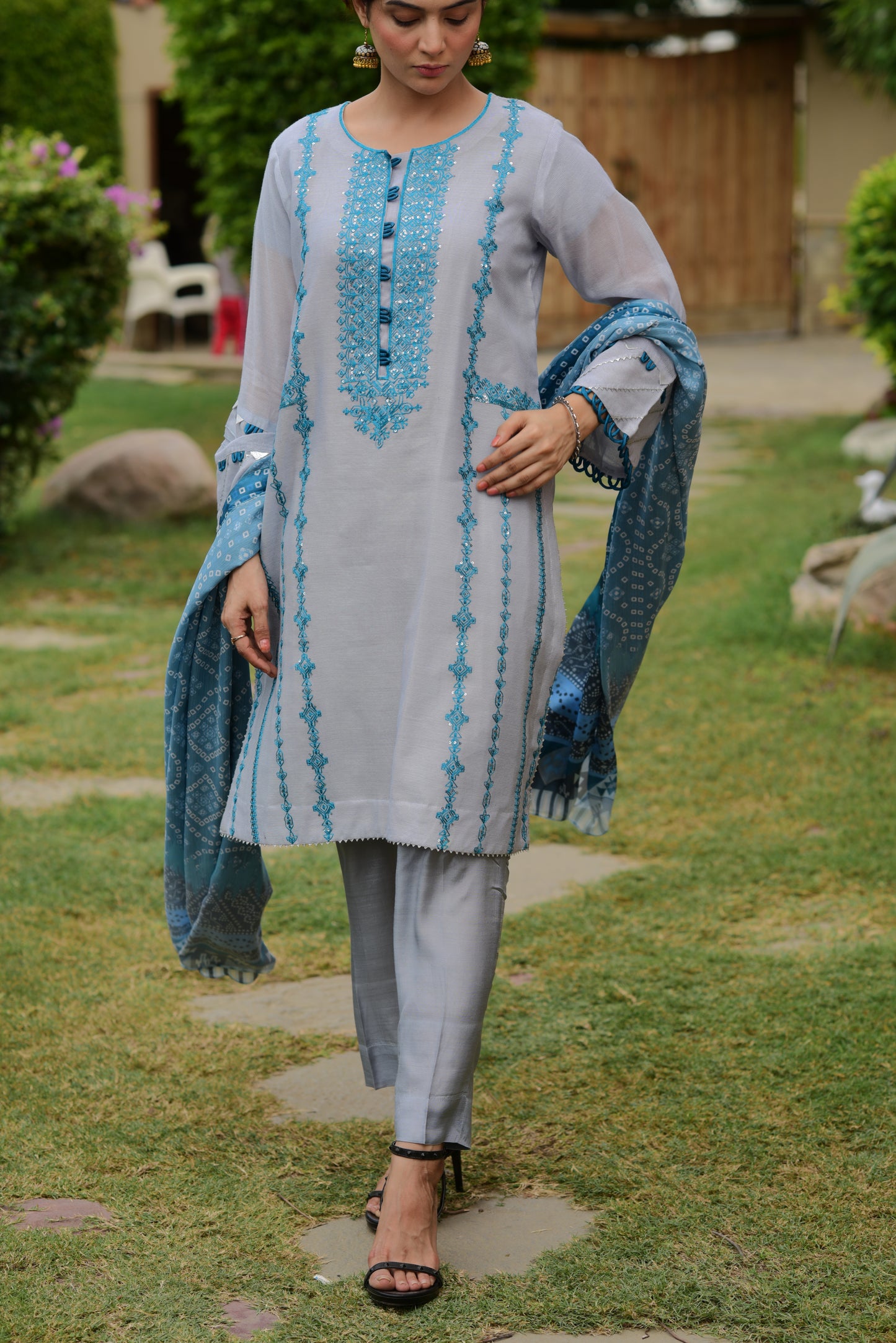 Embroidered Khaddi Net (WFF-005)