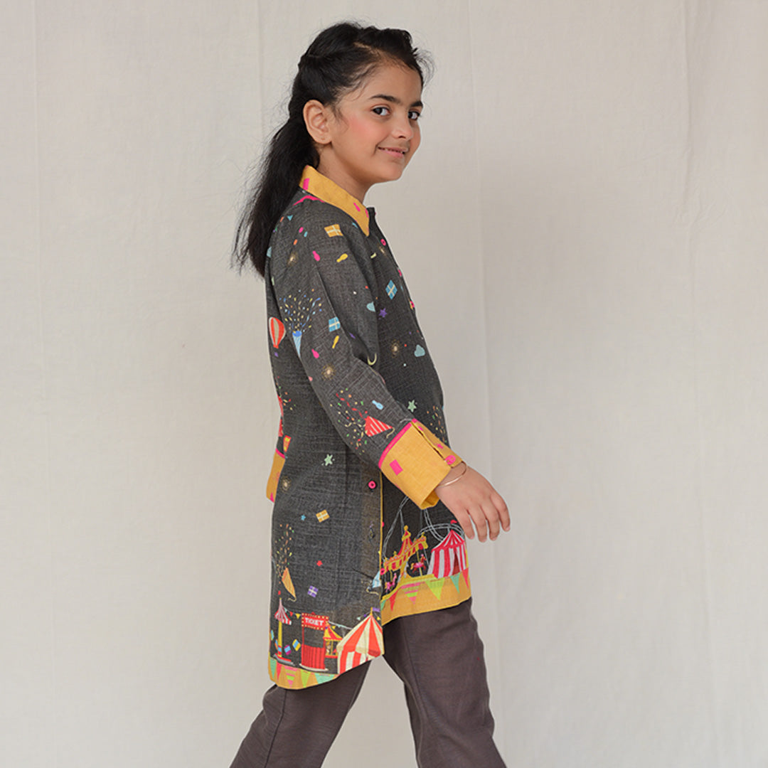 Digital Printed Khadder Grey Circus 2pcs