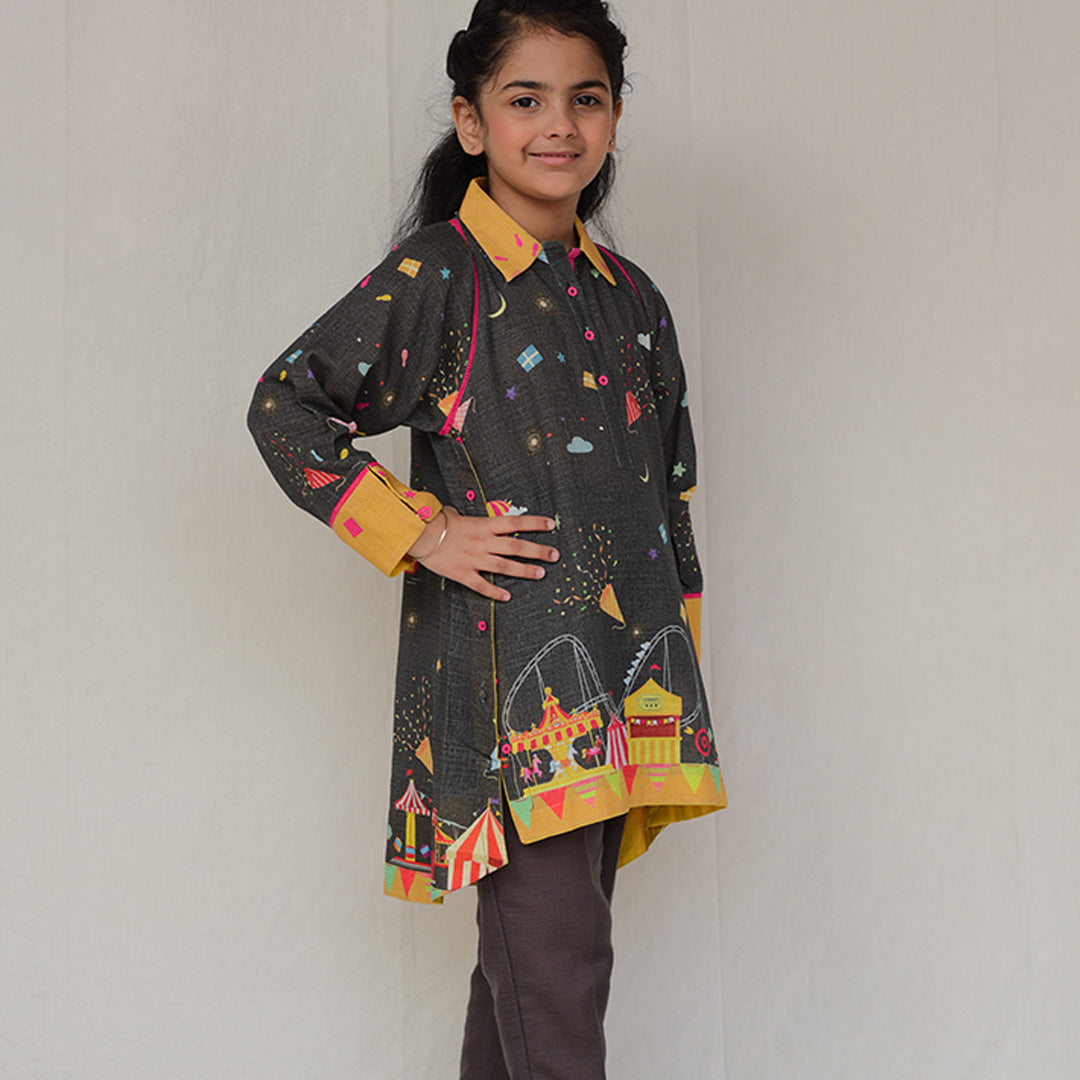 Digital Printed Khadder Grey Circus 2pcs