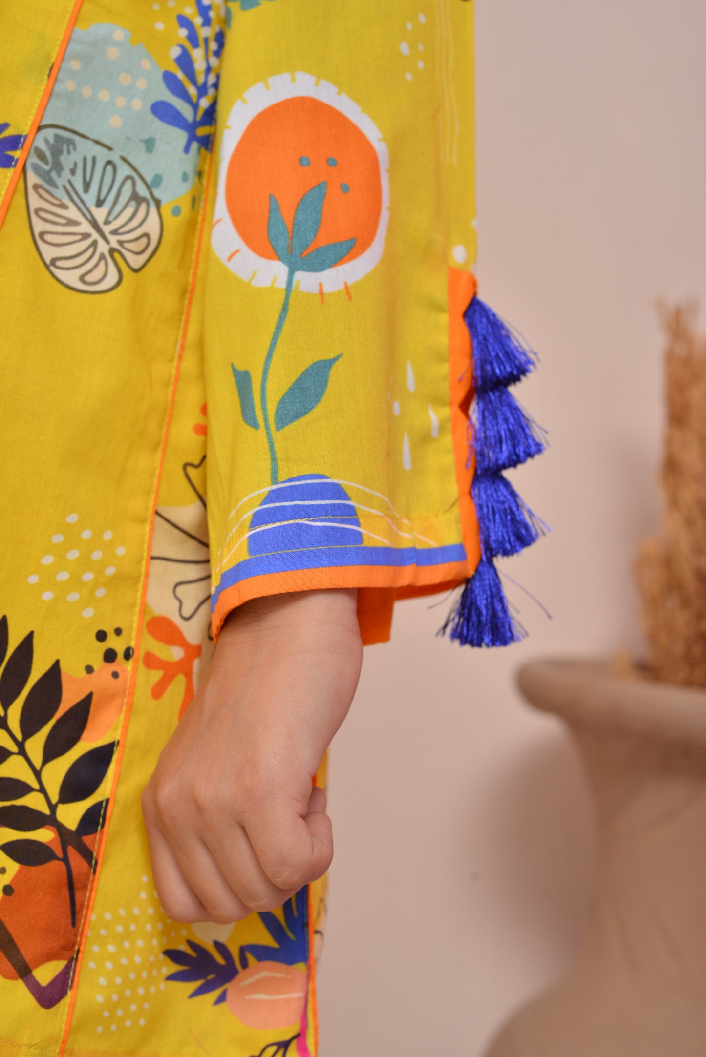 Yellow Cambric Printed Suit - (FCG-049)