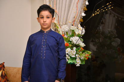 Navy Blue Embroidered Kurta (FKSB-005)