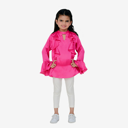 Silk pink westren top