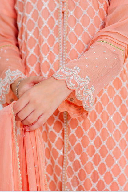 Soft Peach Embroidery. (FFG-062)