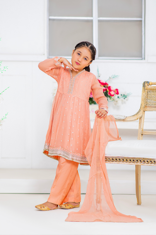 Peach Formal Frock (FFG-062)