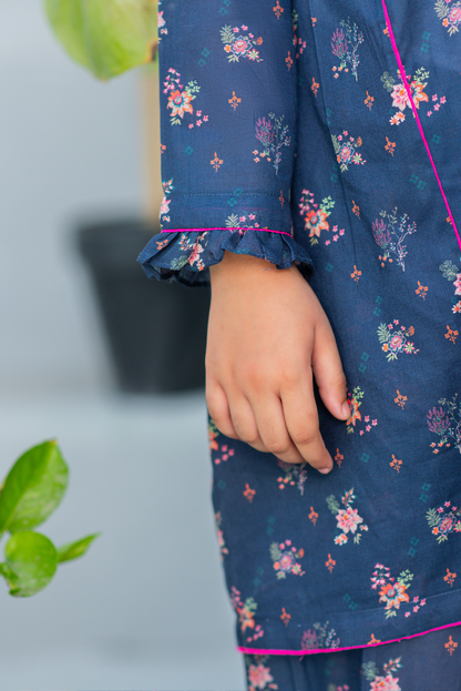 Navy Blue Floral Print (FCG-086)