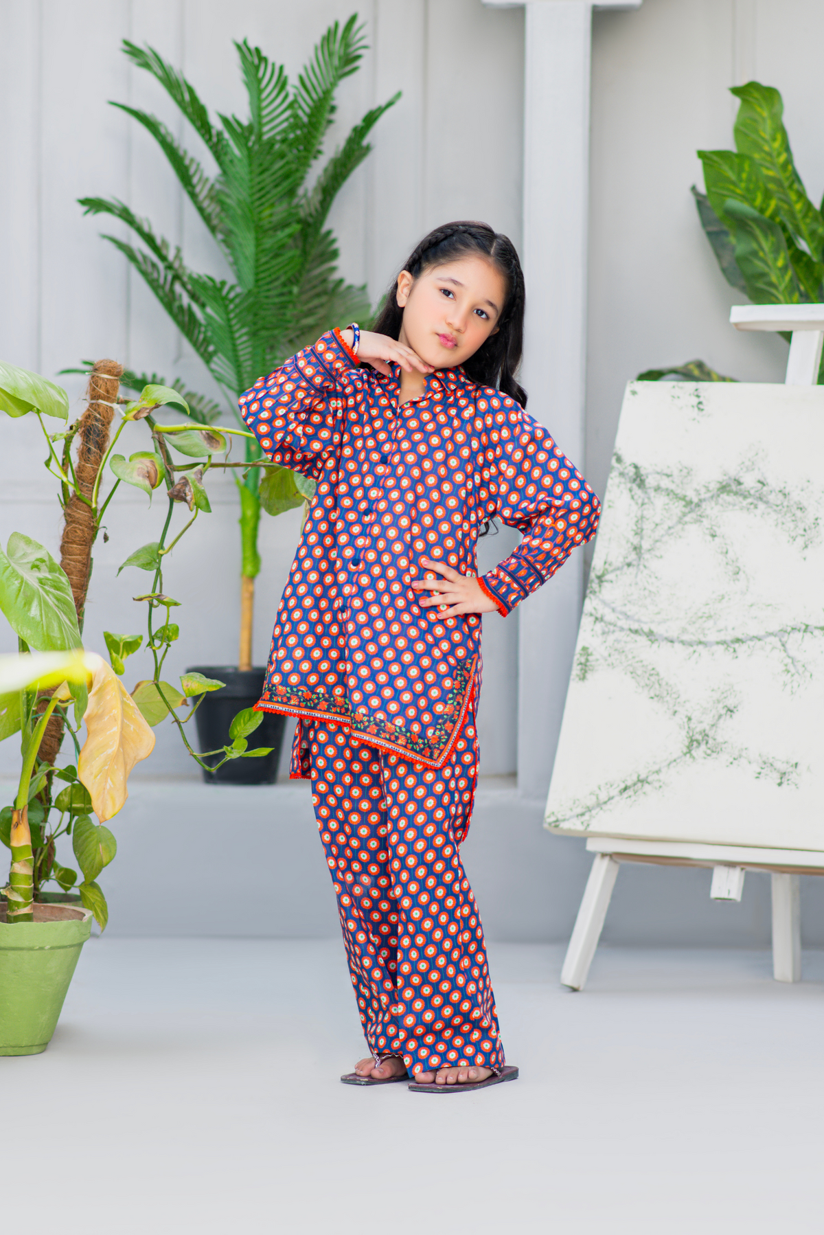 Royal Blue With Contrast Print (FCG-095)