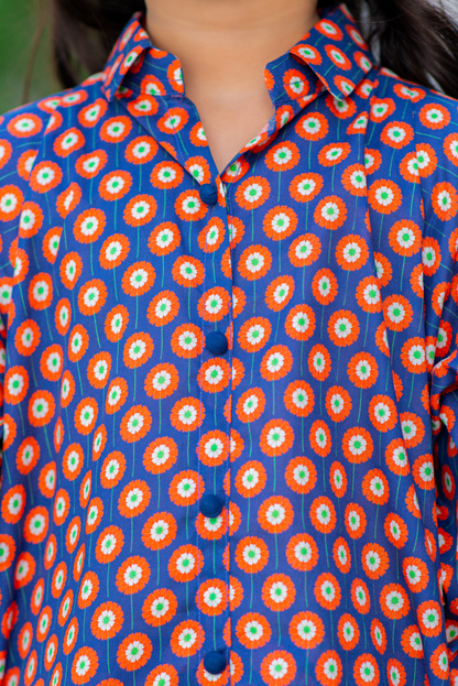 Royal Blue With Contrast Print (FCG-095)
