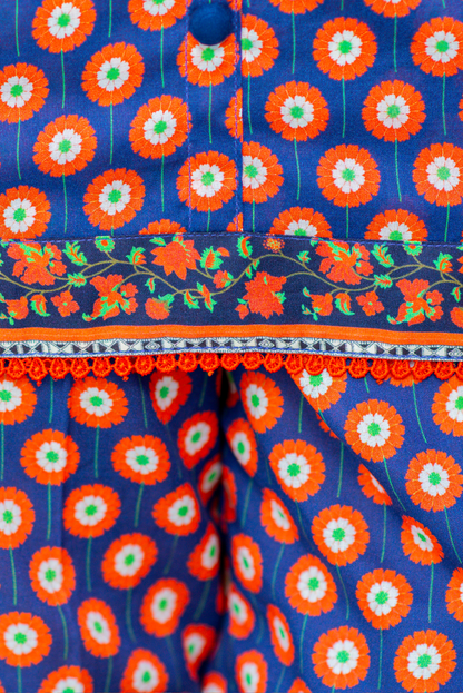 Royal Blue With Contrast Print (FCG-095)
