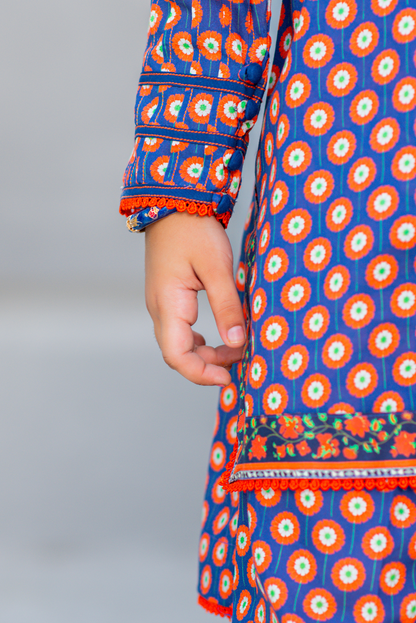 Royal Blue With Contrast Print (FCG-095)